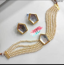 Load image into Gallery viewer, Crystal Moti Kundan Choker Sets