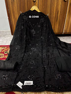 Glass Organza Silk katdana and sequins work unstitched Suit