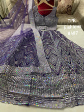 Load image into Gallery viewer, Net Rubber Print and Sequins Work Lehenga and Crop Top