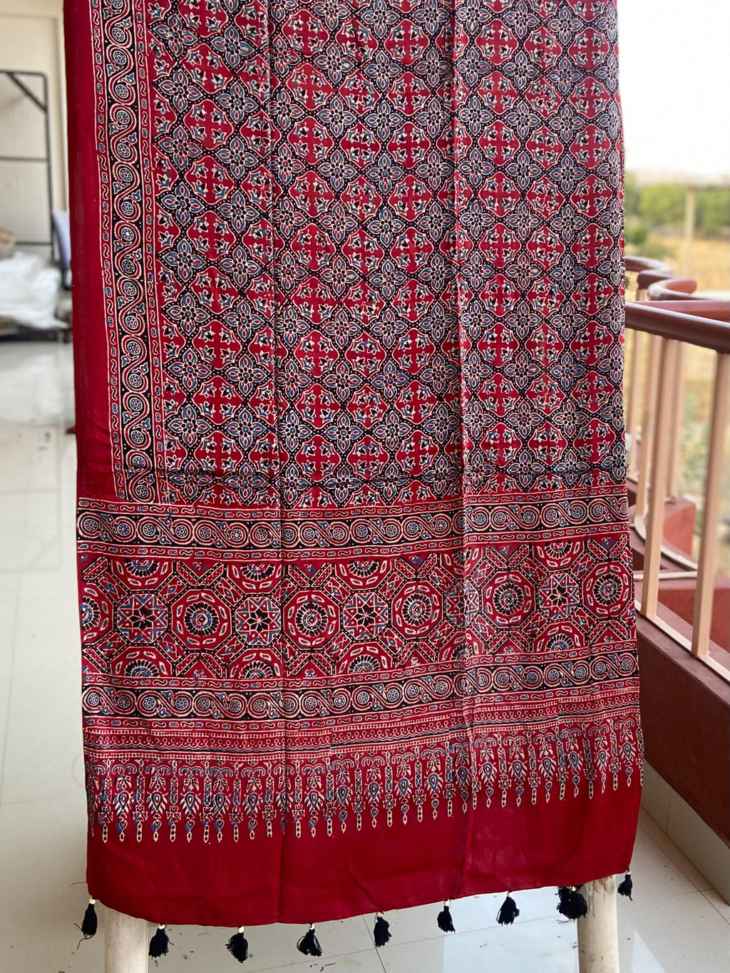 Ajrakh Handblock Modal Silk Dupattas