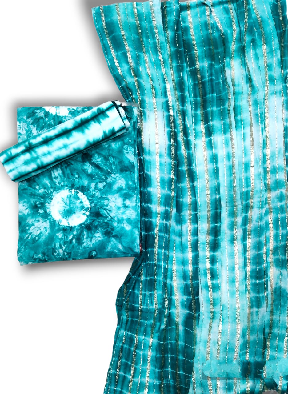 Tie n Dye Rayon Cotton Dress Material