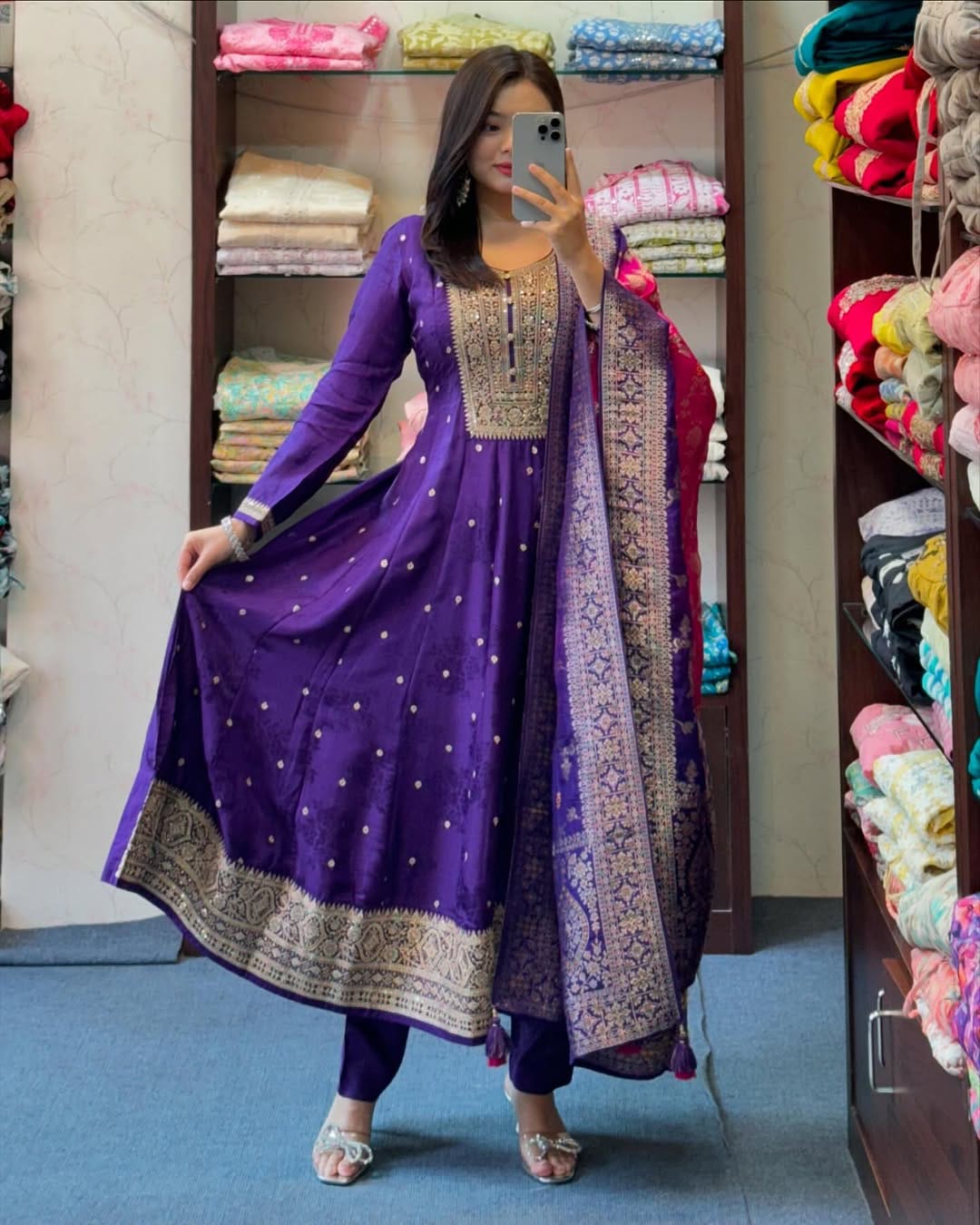 Banarasi Silk Anarkali Set