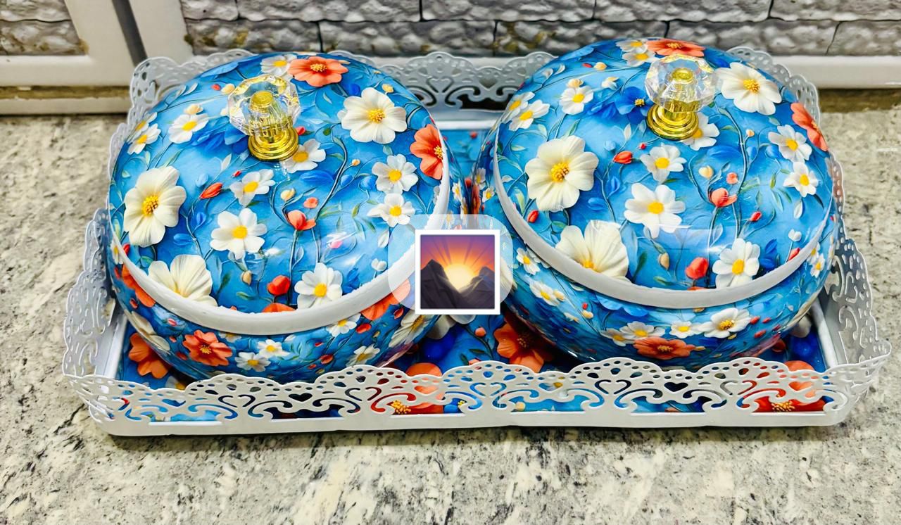 Enamel finish Dry fruit container with Tray combo