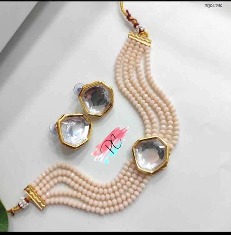 Crystal Moti Kundan Choker Sets