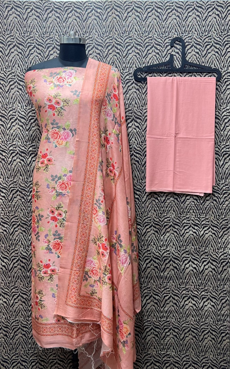 Mercirised Silk Maheshwari Printed Suit