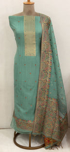Meenakari jaamdani woven silk suit