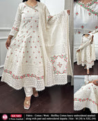 Cotton Stitched Anarkali 3 Pc Set
