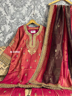 Shimmer Silk Stitched Garara set with sequins gota doriya work