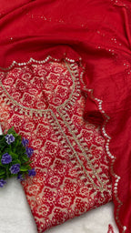 Muslin Suit with embroidery and digital print