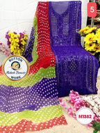 Georgette Hand Embroidered Suit with button mukesh benazir work