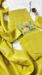 Cotton top with embroidery matching kota dupatta with silk bottom