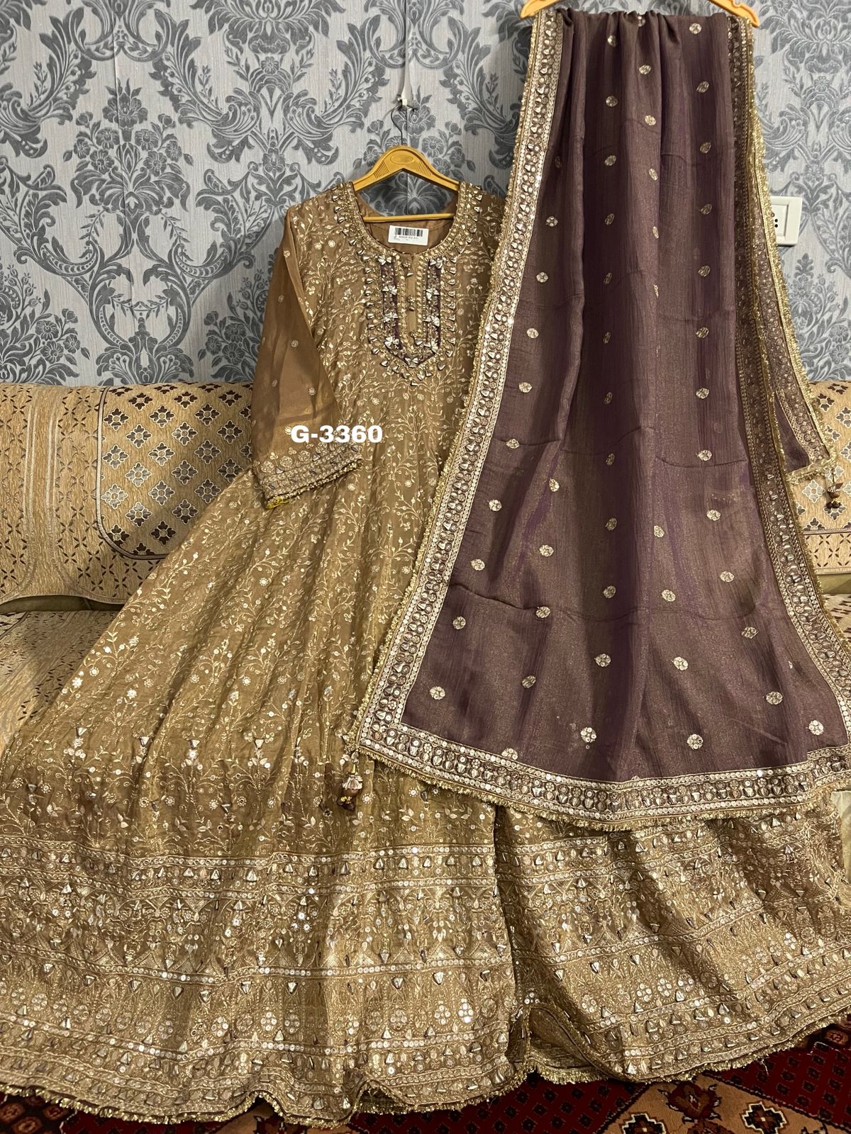 Chinnon Anarkali Stitched with Zari Sequins work
