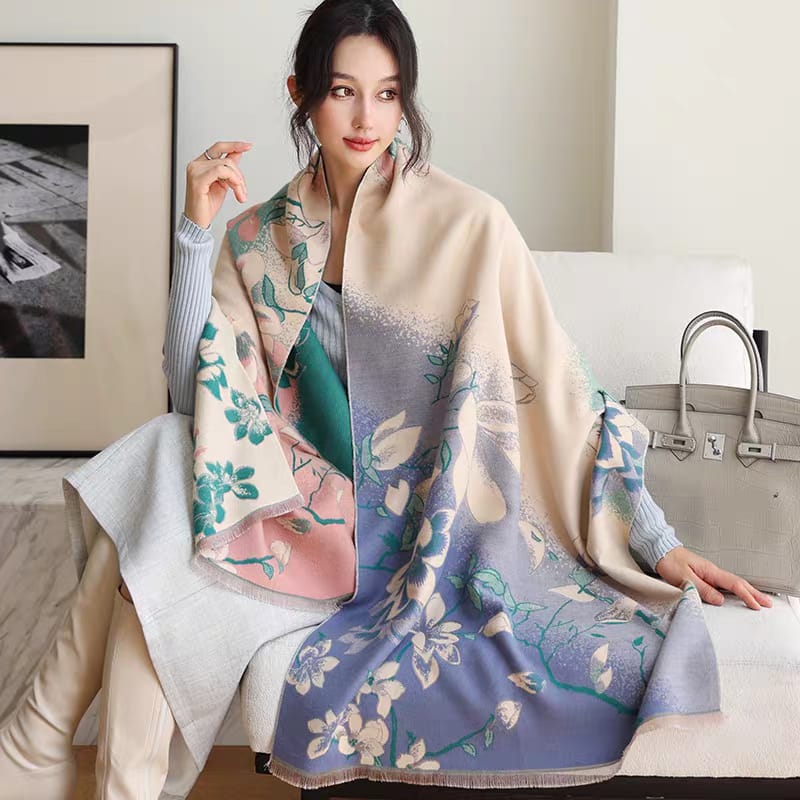 Floral Luxury Shawl Reversible