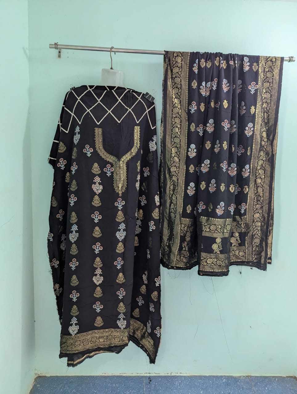 Dola Silk Ajrakh Hand Block 2 pc Suits