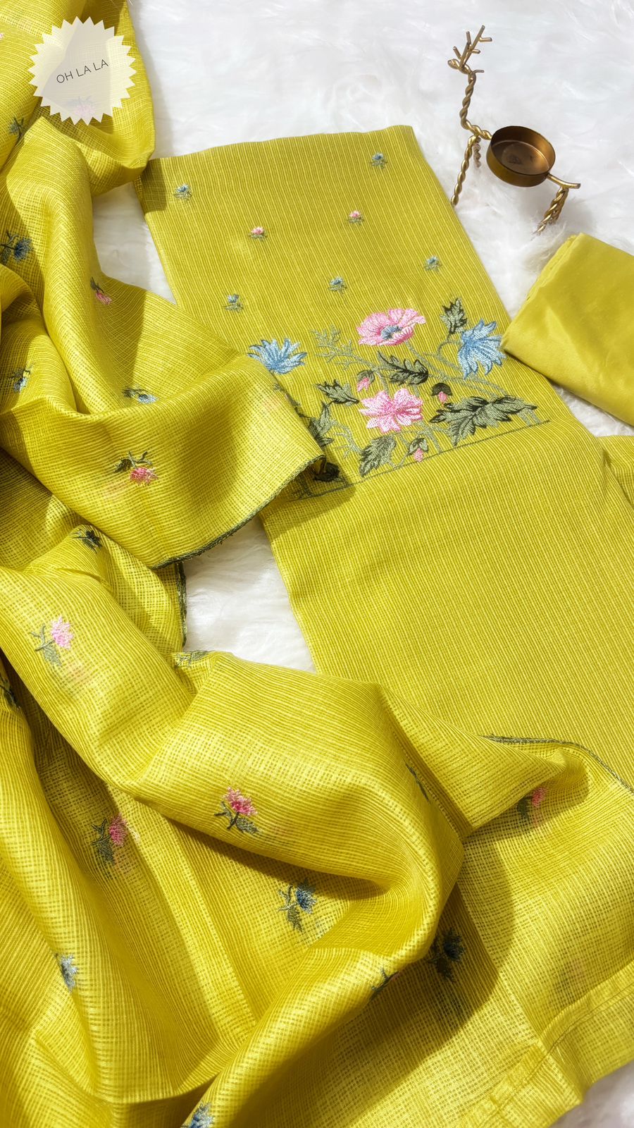 Cotton top with embroidery matching kota dupatta with silk bottom