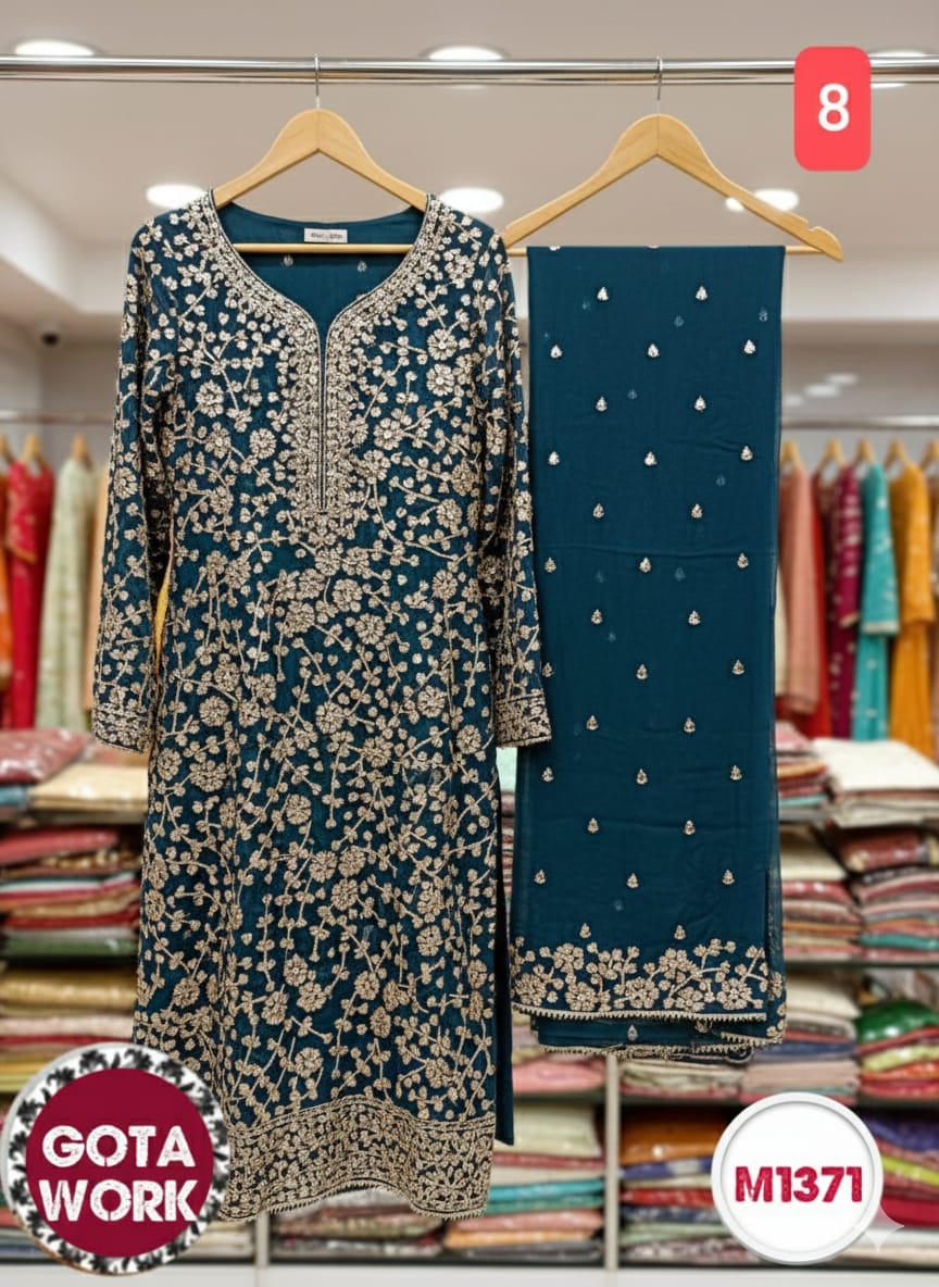 Georgette Chiffon heavy gota patti embroidery suit