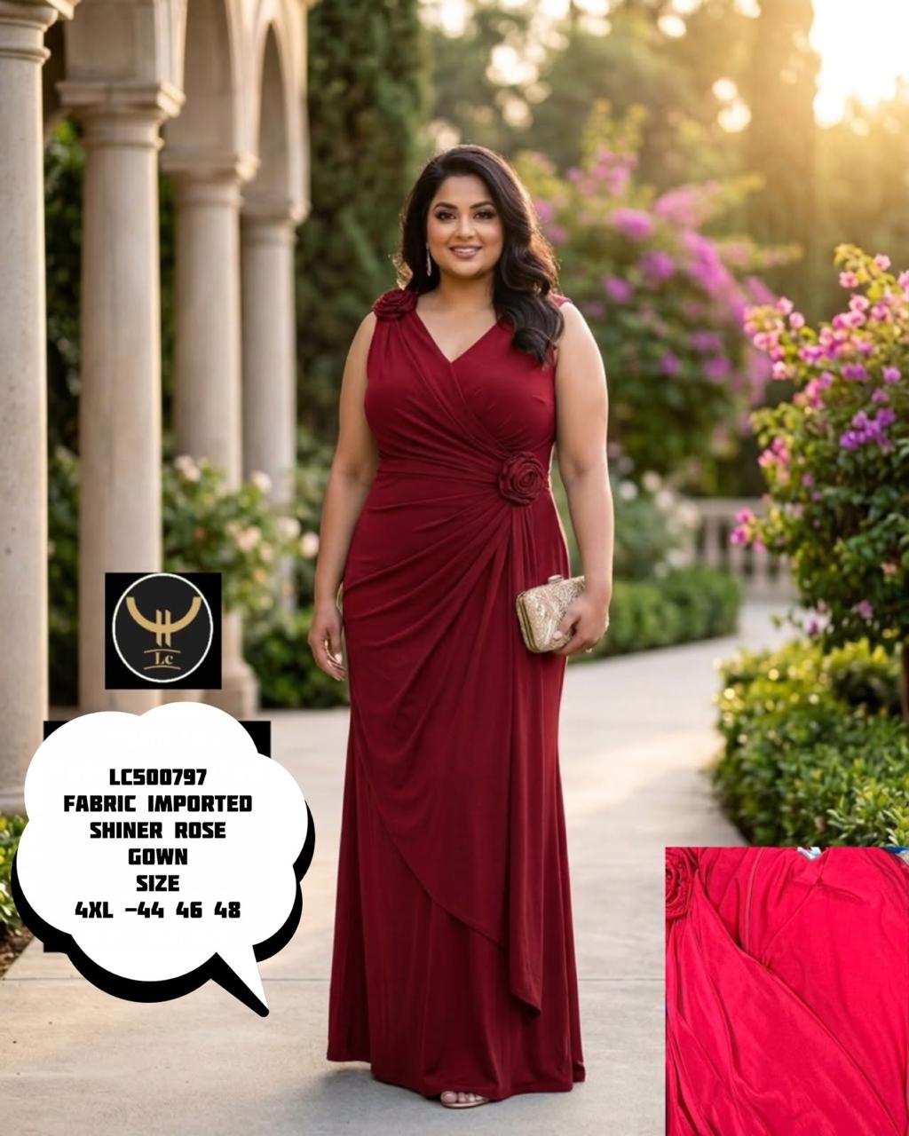 Imported Sleeveless Rose Gown Plus Size