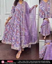 Load image into Gallery viewer, Cotton Stitched Anarkali 3 Pc Set