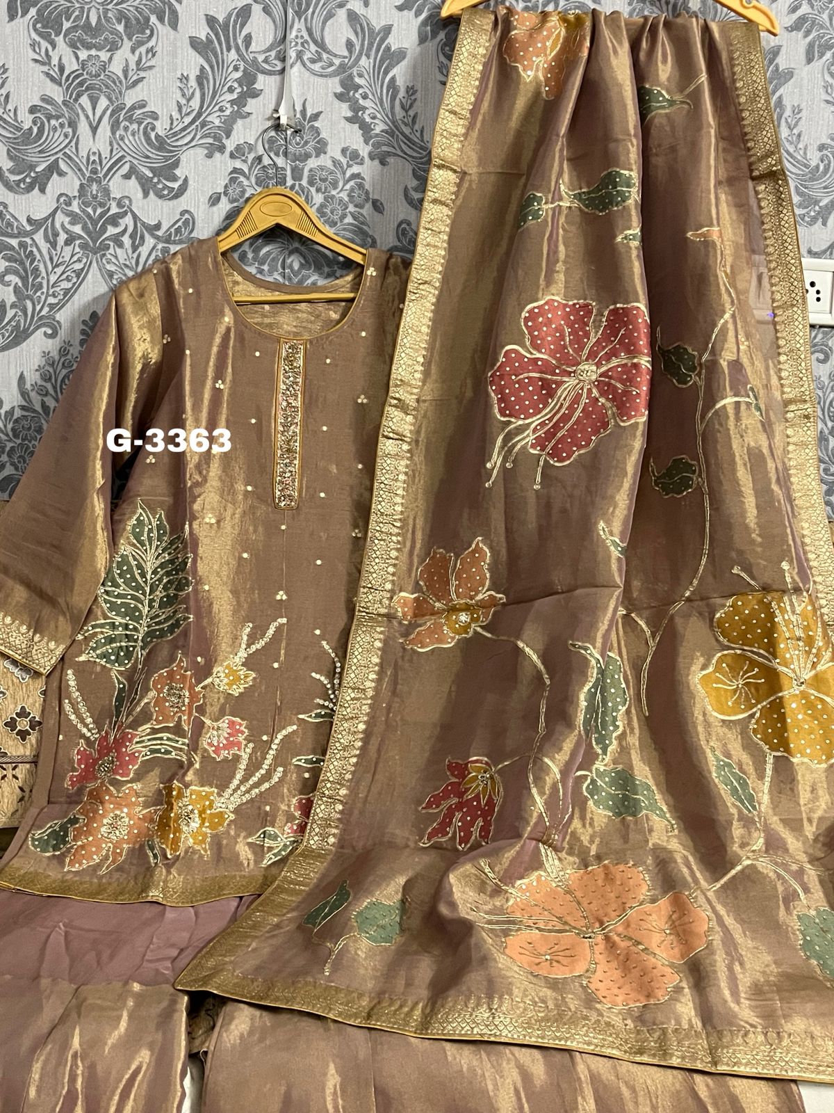 Tissue Benarsi Stitched Garara Set