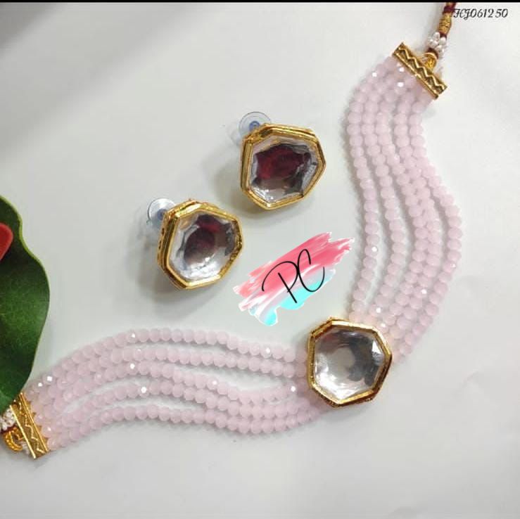 Crystal Moti Kundan Choker Sets