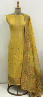 Meenakari jaamdani woven silk suit