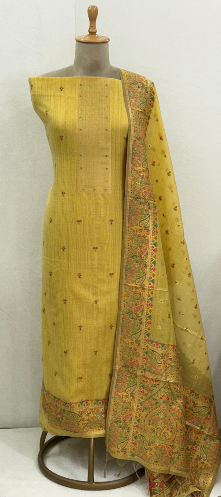 Meenakari jaamdani woven silk suit