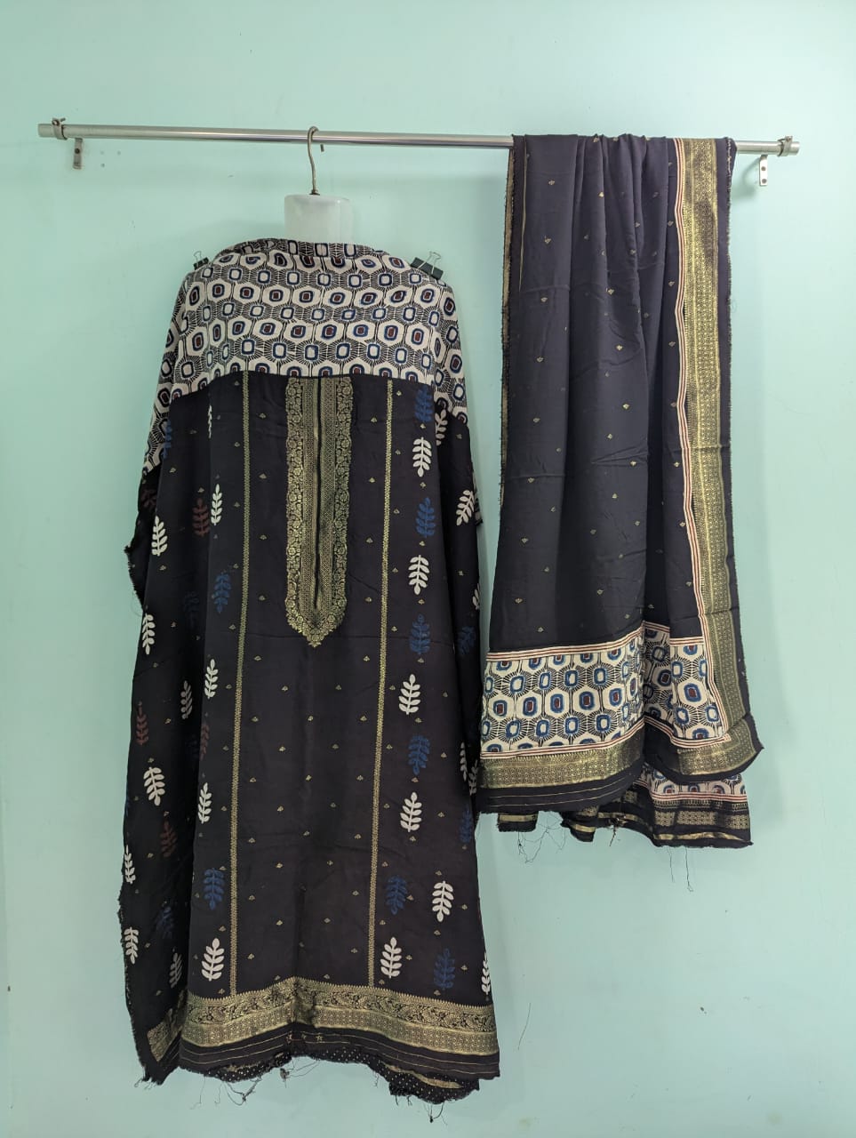 Dola Silk Ajrakh Hand Block 2 pc Suits