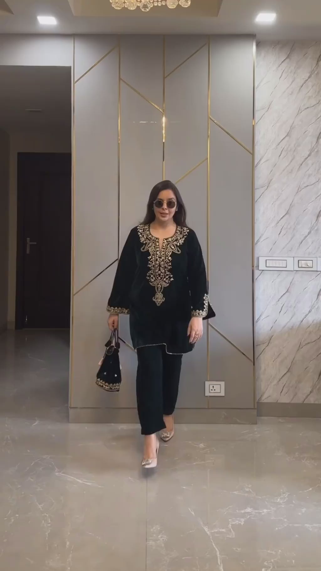 Party wear Viscose Velvet Top and Bottom