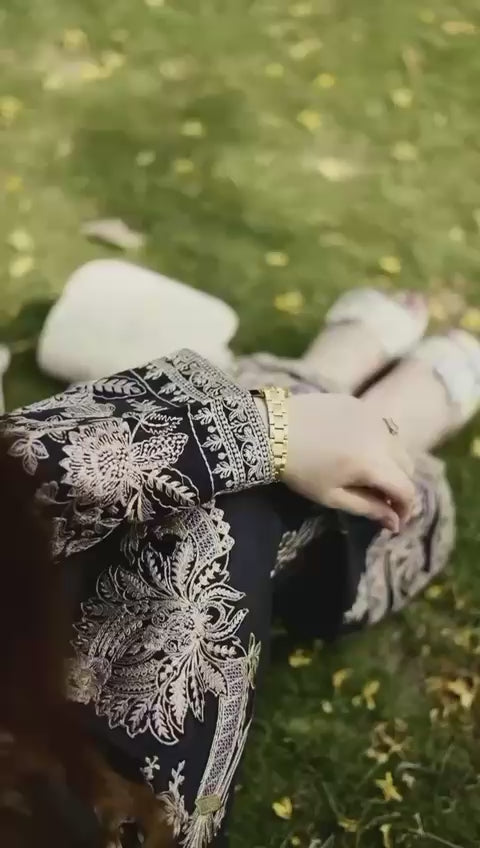 Premium Black Embroidered Muslin Co-ord Set