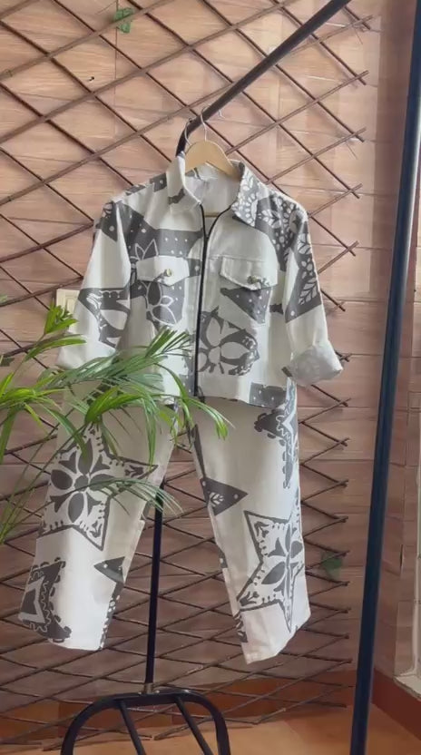 Printed Cotton Zipper Co-ord Set