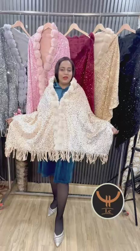Velvet Stole/Ponchos with Sequins