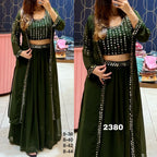 Georgette crop top with skirt and shrug