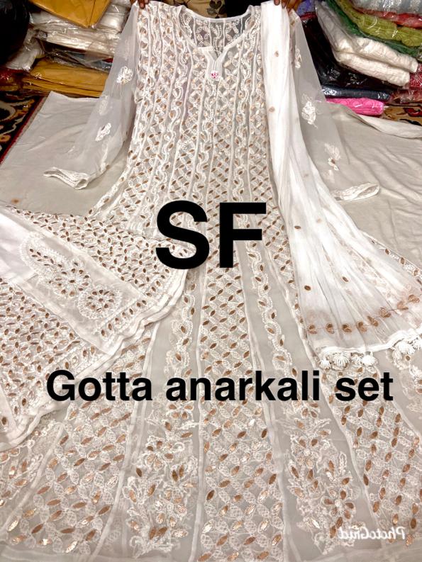 Chikankari Anarkali Sharara with gotta patti work