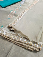 Chanderi Shirt with Gotta work, Chiffon Embroidered Dupatta n Shantoon Bottom