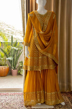 Beautiful Chinnon Short Anarkali with Garara