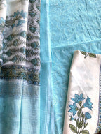 Kota Doriya Shirt with Jall Embroidery and block print Dupatta n Bottom