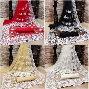 Soft Net Saree with embroidery