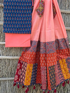 Ajrakh Suits with Applique Dupatta