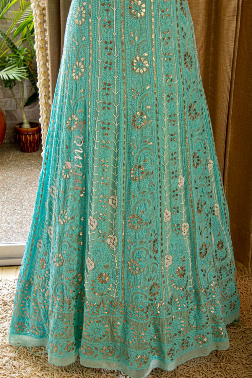 Anarkali with dense pearl work