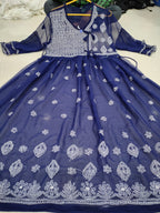 Chikankari Gown with bow knot