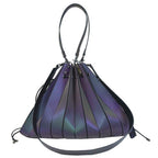 Reflective Leather Drawstring Tote Bag