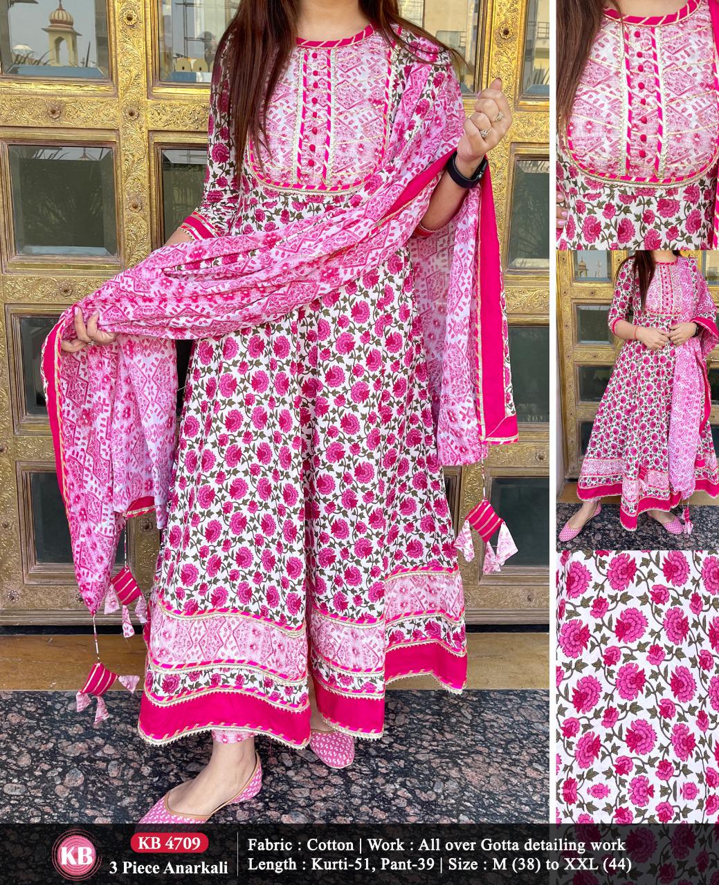 Cotton 3 piece set with Gota detailing(KB)