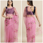 Stunning Hand Painted Organza Sarees
