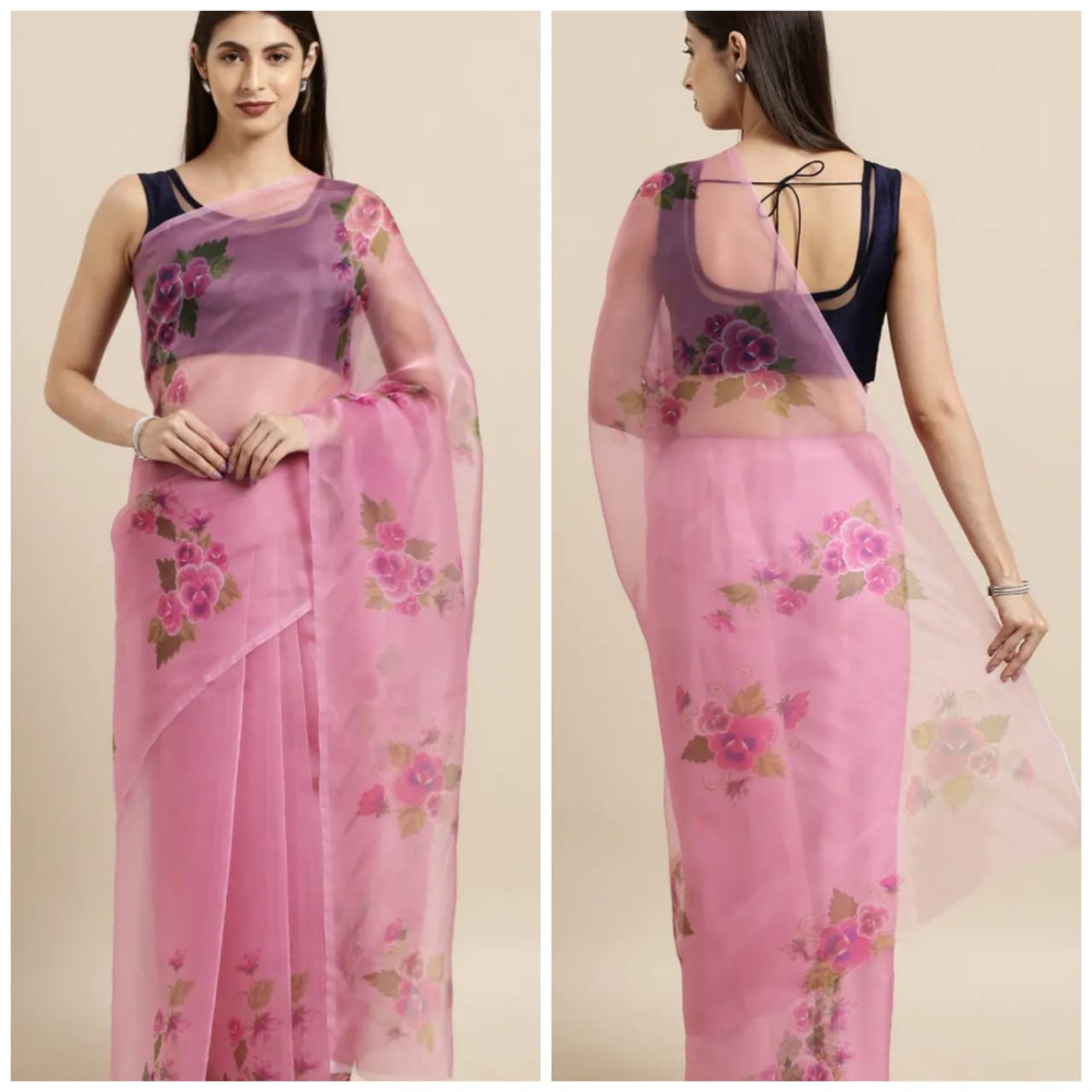 Stunning Hand Painted Organza Sarees