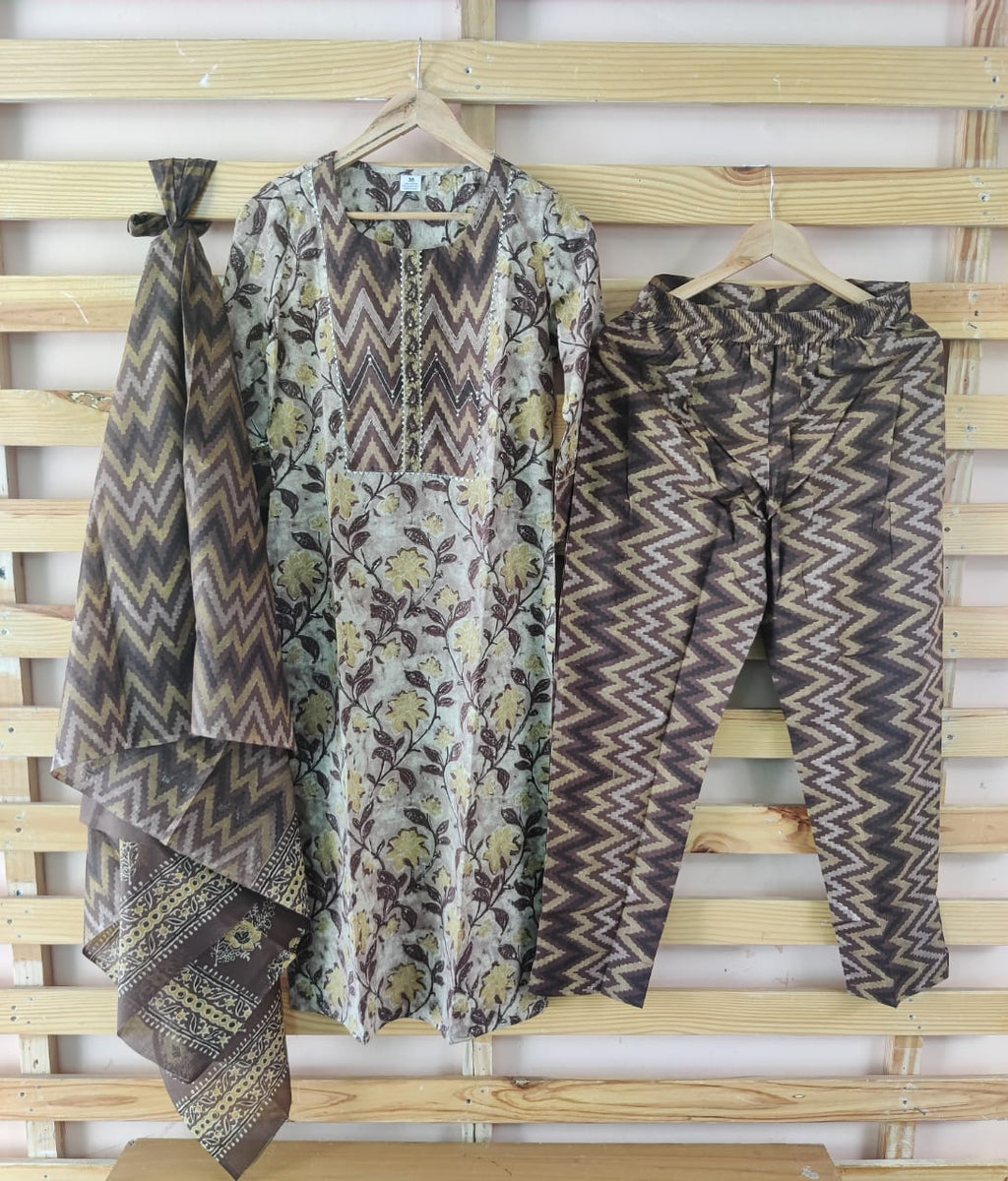 Handblock Cotton Shirt with Pant