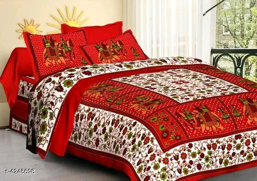 Graceful Pure Cotton 94x86 Double Bedsheets Vol 10