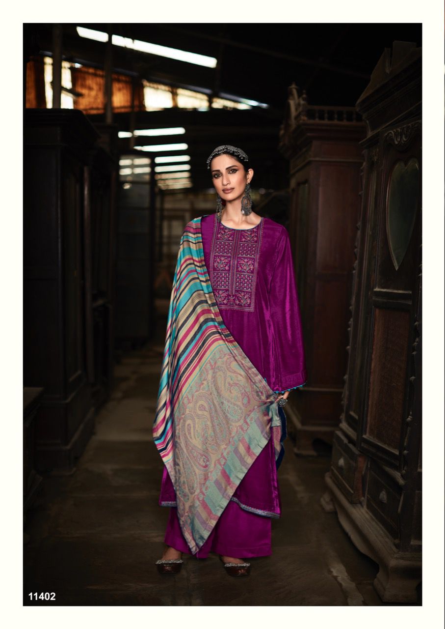 Velvet Embroidery Top n Stole with Pashmina Bottom