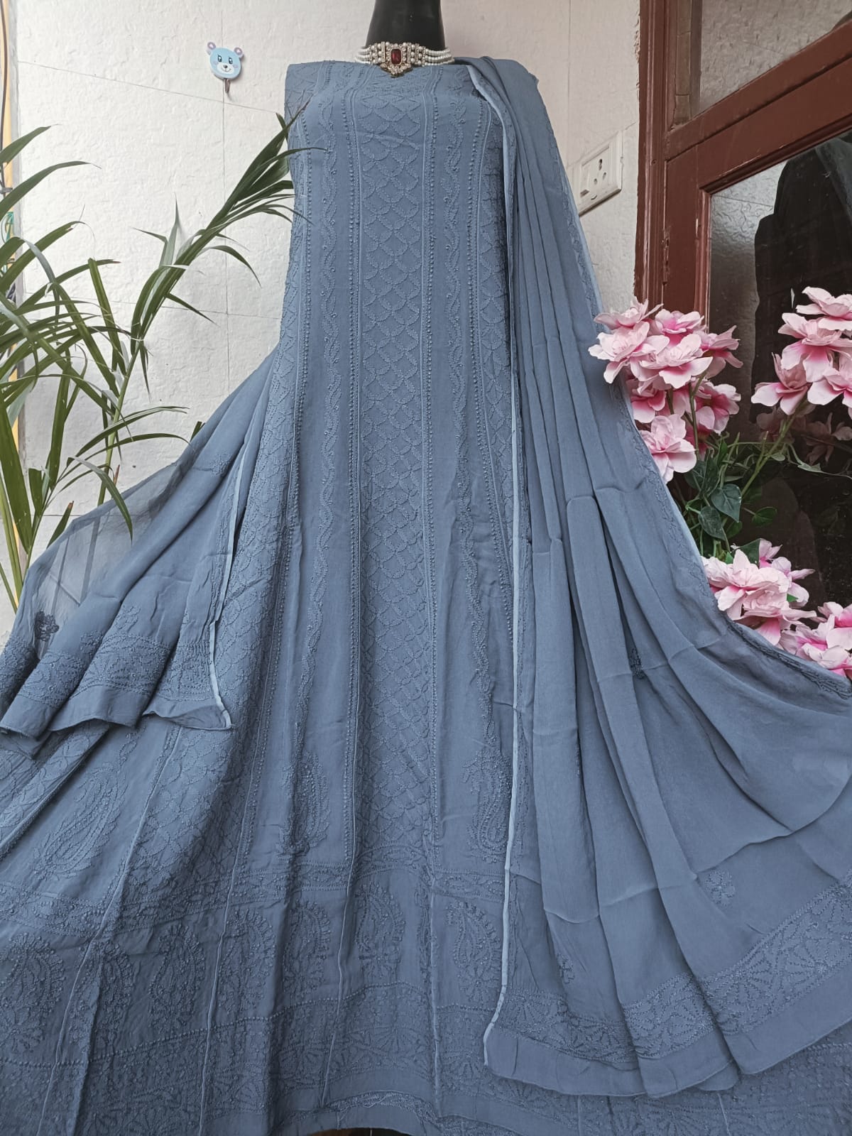 Viscose Georgette Chikankari Anarkali