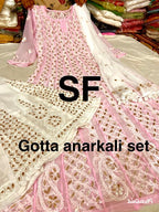 Chikankari Anarkali Sharara with gotta patti work