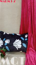 Plain Bedsheet with Printed Pillow Covers